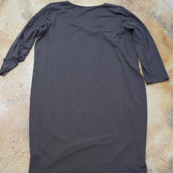Eileen Fisher | Gray Stretchy Mini Dress with V Neck and 3/4 Sleeves Size XL 1X - Picture 7 of 8
